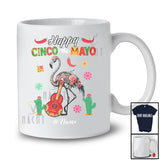 Personalized Custom Name Mexican Skeleton Flamingo; Amazing Cinco De Mayo Flamingo Flowers T-Shirt