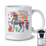 Personalized Custom Name Mexican Skeleton Unicorn; Amazing Cinco De Mayo Unicorn Flowers T-Shirt