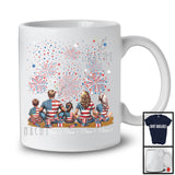 Personalized Custom Name Mom Dad 2 Daughter 1 Son, Lovely 4th Of July Firework, Patriotic Family T-Shirt