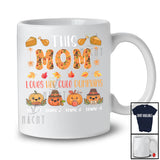 Personalized Custom Name Mom Loves Her Cute Pumpkins; Lovely Thanksgiving Fall Leaf Family T-Shirt