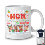 Personalized Custom Name Mom Loves Her Cute Reindeers; Lovely Christmas Lights Snow Family T-Shirt