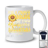 Personalized Custom Name Mom Of Two Awesome Daughters; Happy Mother's Day Sunflower T-Shirt