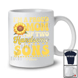 Personalized Custom Name Mom Of Two Handsome Sons; Happy Mother's Day Sunflower T-Shirt