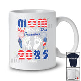 Personalized Custom Name Mom Red White and Due 2025; Joyful Pregnancy 4th of July Patriotic T-Shirt