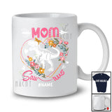 Personalized Custom Name Mom Saurus; Happy Mother's Day T-Rex In Flowers Heart Shape; Family T-Shirt
