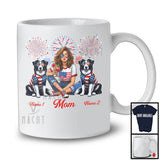 Personalized Custom Name Mom With Two Border Collie, Amazing 4th Of July Fireworks Patriotic T-Shirt