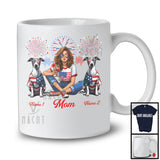 Personalized Custom Name Mom With Two Whippet, Amazing 4th Of July Fireworks Patriotic T-Shirt