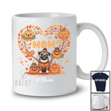 Personalized Custom Name Mom; Adorable Thanksgiving Fall Tree Heart Pumpkins Pug; Family T-Shirt