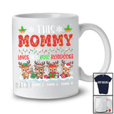 Personalized Custom Name Mommy Loves Her Cute Reindeers; Lovely Christmas Lights Snow Family T-Shirt