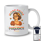 Personalized Custom Name More Pride Less Prejudice; Proud LGBTQ Lesbian Woman Rainbow T-Shirt