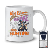 Personalized Custom Name My Broom Broke I Go Hunting; Joyful Halloween Witch Family T-Shirt