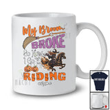 Personalized Custom Name My Broom Broke I Go Riding; Joyful Halloween Witch Family T-Shirt