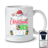 Personalized Custom Name My Christmas in July Shirt; Joyful Summer Vacation Santa Hawaiian T-Shirt