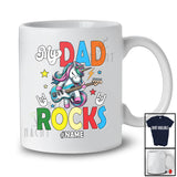 Personalized Custom Name My Dad Rocks; Awesome Father's Day Unicorn Guitar; Guitarist Music T-Shirt