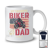 Personalized Custom Name My Favorite Biker Is My Dad; Proud Father's Day Biker; US Flag T-Shirt