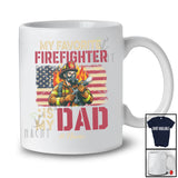 Personalized Custom Name My Favorite Firefighter Is My Dad; Proud Father's Day Firefighter; US Flag T-Shirt
