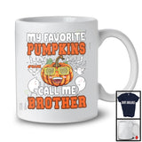 Personalized Custom Name My Favorite Pumpkins Call Me Brother; Lovely Halloween Plaid Family T-Shirt