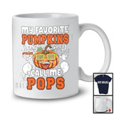 Personalized Custom Name My Favorite Pumpkins Call Me Pops; Lovely Halloween Plaid Family T-Shirt