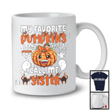 Personalized Custom Name My Favorite Pumpkins Call Me Sister; Lovely Halloween Plaid Family T-Shirt