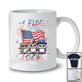Personalized Custom Name My Flock Rocks; Awesome 4th Of July Three Patriotic US Flag Owl T-Shirt