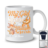 Personalized Custom Name My God Is Stronger Than Multiple Sclerosis; Proud Orange Ribbon T-Shirt