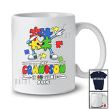 Personalized Custom Name My Grandson Is Au-some; Joyful Autism Awareness Puzzle Dabbing T-Shirt