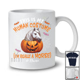 Personalized Custom Name My Human Costume Horse; Lovely Halloween Pumpkin Farm Farmer T-Shirt