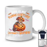 Personalized Custom Name My Human Costume Leopard; Lovely Halloween Pumpkin Wild Animal T-Shirt