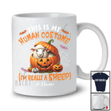Personalized Custom Name My Human Costume Sheep; Lovely Halloween Pumpkin Farm Farmer T-Shirt