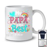 Personalized Custom Name My Papa is the Best; Wonderful Father's Day Rainbow Hearts; Family T-Shirt