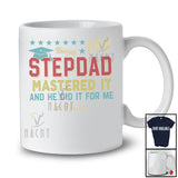 Personalized Custom Name My Stepdad Mastered It; Proud Father's Day Graduation Vintage T-Shirt
