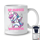 Personalized Custom Name NP Nurses Are Wonderful; Adorable Dabbing Unicorn Nursing Magical T-Shirt