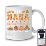 Personalized Custom Name Nana Loves Her Cute Pumpkins; Lovely Thanksgiving Fall Leaf Family T-Shirt