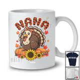 Personalized Custom Name Nana; Lovely Thanksgiving Plaid Turkey Pumpkin Sunflower; Family T-Shirt