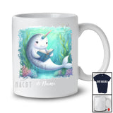 Personalized Custom Name Narwhal Reading Book; Lovely Teacher Librarian Book Nerd; Sea Animal T-Shirt