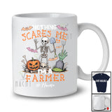 Personalized Custom Name Nothing Scares Me I'm A Farmer; Horror Halloween Skeleton Cosplay T-Shirt
