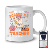 Personalized Custom Name Nothing Scares Me I'm A Teacher; Lovely Halloween Boo Ghost Cosplay T-Shirt