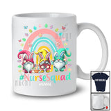Personalized Custom Name Nurse Squad; Amusing Easter Three Gnomes Hunting Eggs; Rainbow T-Shirt