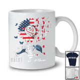 Personalized Custom Name Nurse; Lovely 4th Of July US Flag Sunflower; Nursing Patriotic T-Shirt