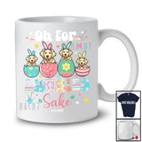 Personalized Custom Name Oh For Bunnies Sake; Lovely Easter 4 Bunny Golden Retriever In Eggs T-Shirt
