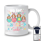 Personalized Custom Name Oh For Bunnies Sake; Lovely Easter Four Bunny Beagle In Eggs T-Shirt