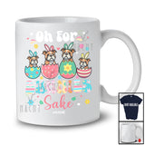 Personalized Custom Name Oh For Bunnies Sake; Lovely Easter Four Bunny Bulldog In Eggs T-Shirt