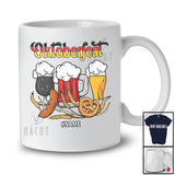 Personalized Custom Name Oktoberfest; Cheerful Drinking German Three Beer Glasses; Drunker T-Shirt