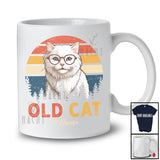 Personalized Custom Name Old Cat; Amusing Retirement Retired Cat Glasses; Vintage Retro T-Shirt
