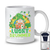 Personalized Custom Name One Lucky Drummer; Lovely St. Patrick's Day Gnome Rainbow Drum T-Shirt