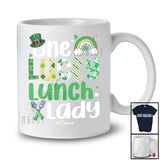 Personalized Custom Name One Lucky Lunch Lady; Lovely St. Patrick's Day Shamrock Rainbow T-Shirt