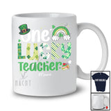 Personalized Custom Name One Lucky Teacher; Lovely St. Patrick's Day Shamrock Rainbow T-Shirt
