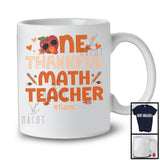Personalized Custom Name One Thankful Math Teacher; Joyful Thanksgiving Fall Turkey; Teacher T-Shirt
