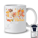 Personalized Custom Name One Thankful Nurse; Proud Thanksgiving Jobs Fall Pumpkin Pie Turkey T-Shirt