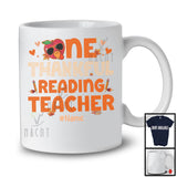 Personalized Custom Name One Thankful Reading Teacher; Joyful Thanksgiving Fall Turkey; Teacher T-Shirt